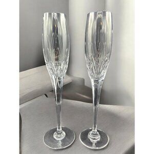 Mikasa Glade Crystal Champagne Flutes 10 3/4" set of 2 Blown Glass Discontinued